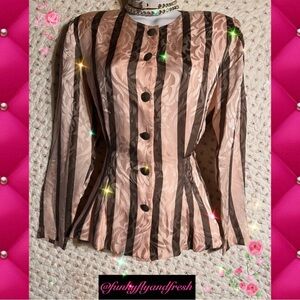 Papelle Petites pretty pink striped 100% silk vintage blouse. Size 10 NWOT